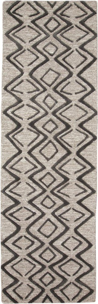 8' X 11' Black Taupe And Gray Wool Geometric Hand Tufted Area Rug
