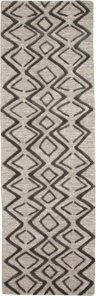8' X 11' Black Taupe And Gray Wool Geometric Hand Tufted Area Rug