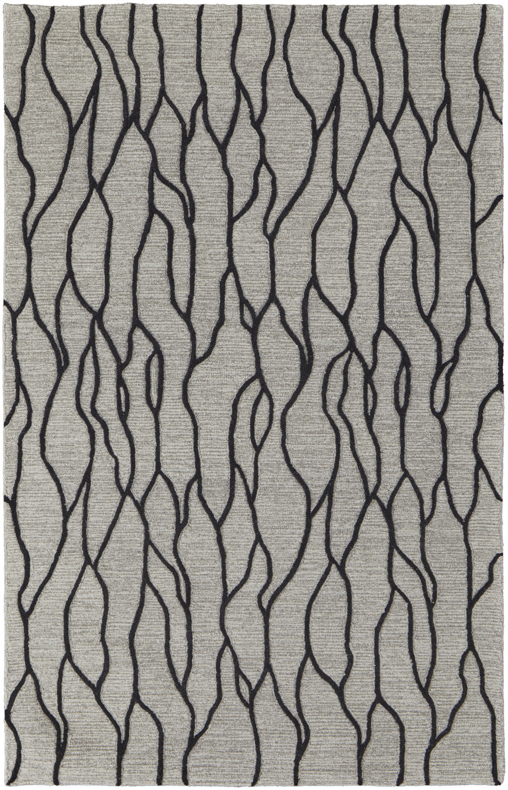 5' X 8' Taupe Black And Gray Wool Abstract Tufted Handmade Stain Resistant Area Rug