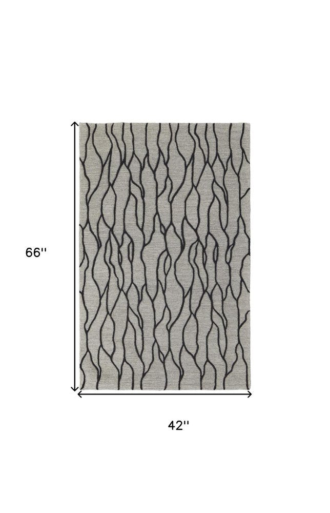10' X 13' Gray And Black Wool Abstract Hand Tufted Area Rug