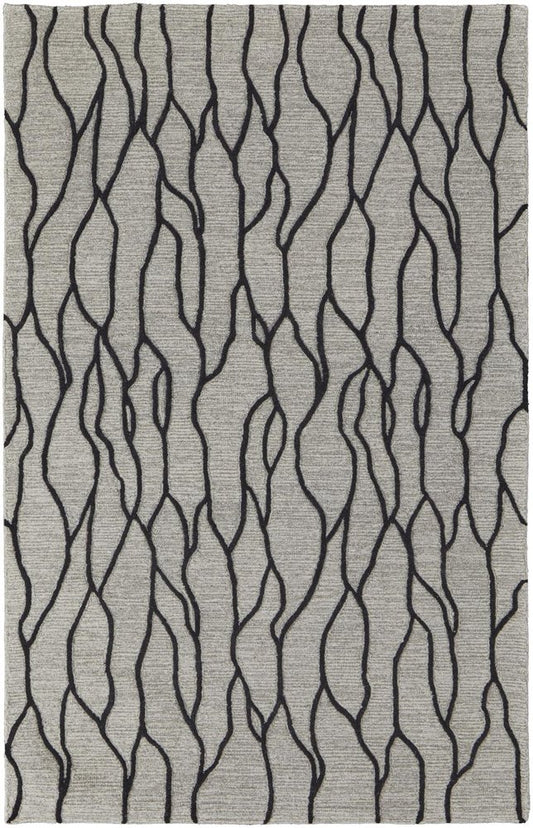 8' X 11' Gray And Black Wool Abstract Hand Tufted Area Rug
