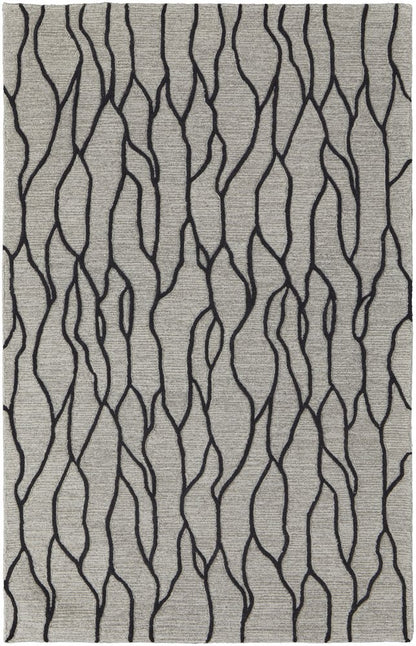 5' X 8' Gray And Black Wool Abstract Hand Tufted Area Rug