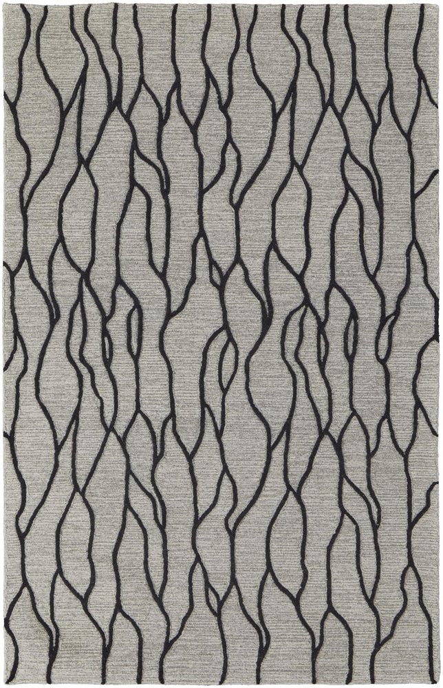 10' X 13' Gray And Black Wool Abstract Hand Tufted Area Rug