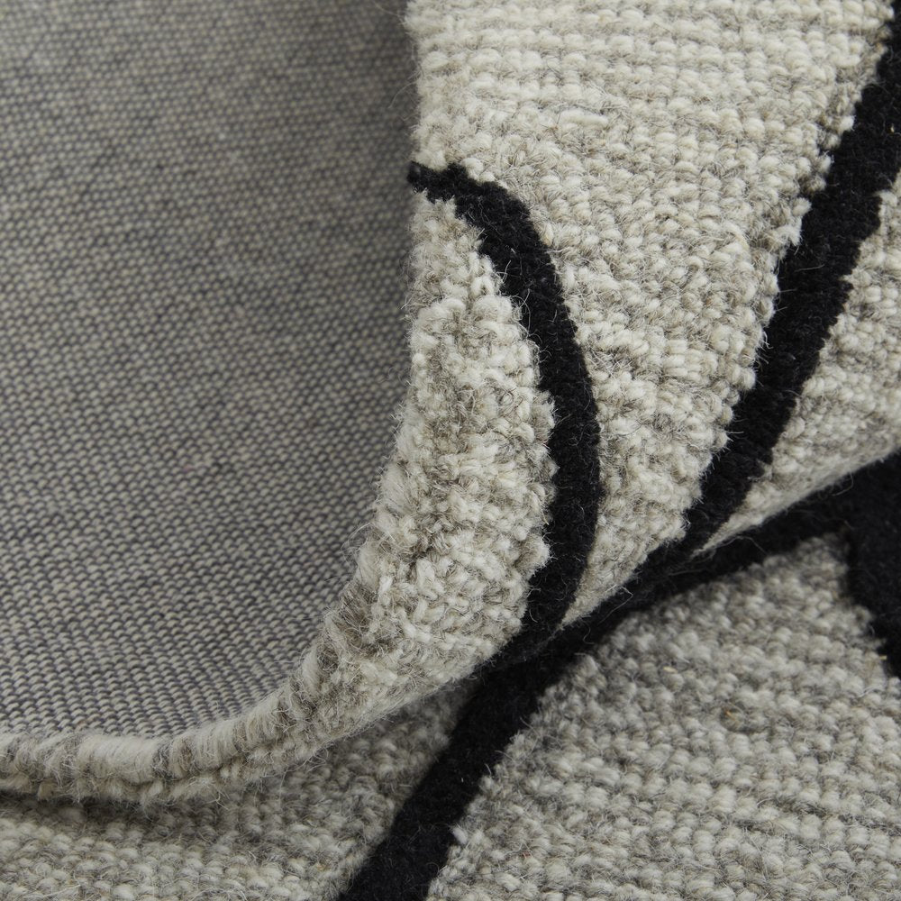 5' X 8' Gray And Black Wool Abstract Hand Tufted Area Rug