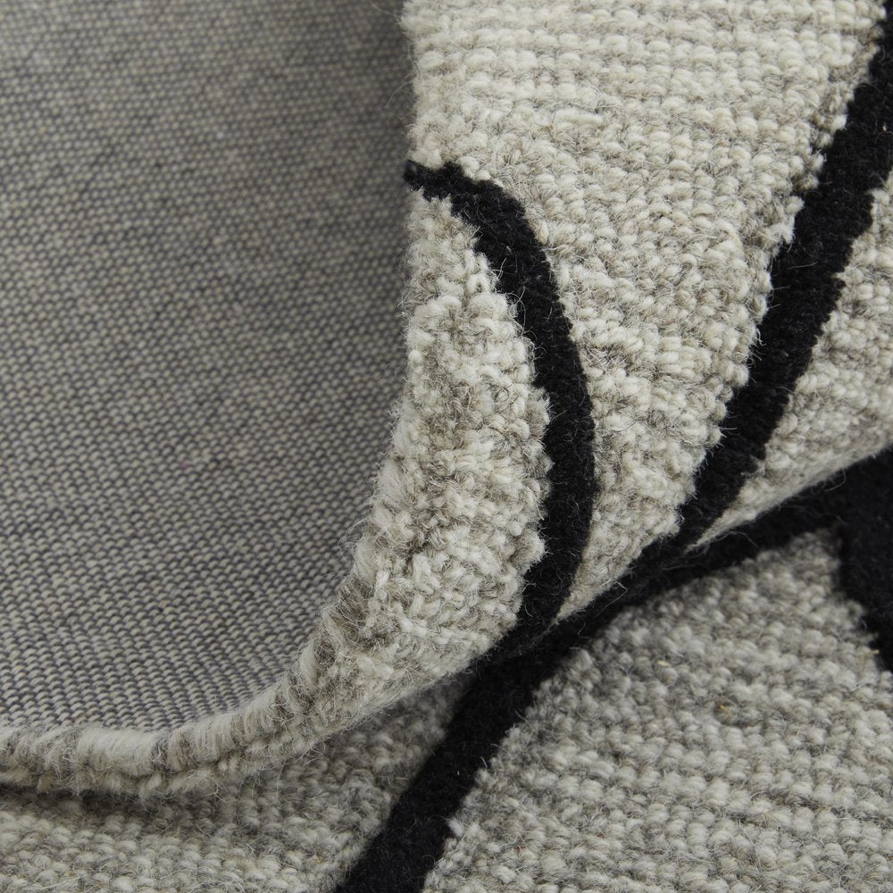 10' X 13' Gray And Black Wool Abstract Hand Tufted Area Rug