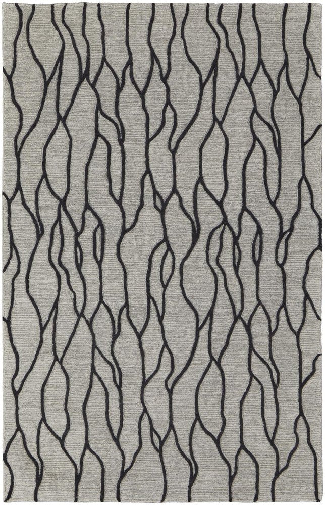 10' X 13' Gray And Black Wool Abstract Hand Tufted Area Rug