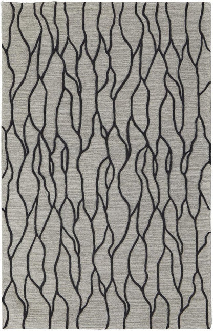10' X 13' Gray And Black Wool Abstract Hand Tufted Area Rug
