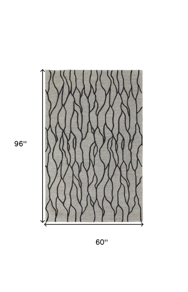 10' X 13' Gray And Black Wool Abstract Hand Tufted Area Rug