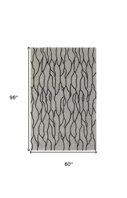 10' X 13' Gray And Black Wool Abstract Hand Tufted Area Rug