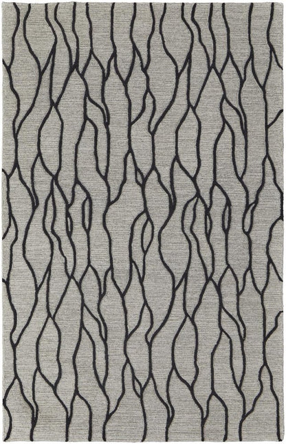 10' X 13' Gray And Black Wool Abstract Hand Tufted Area Rug