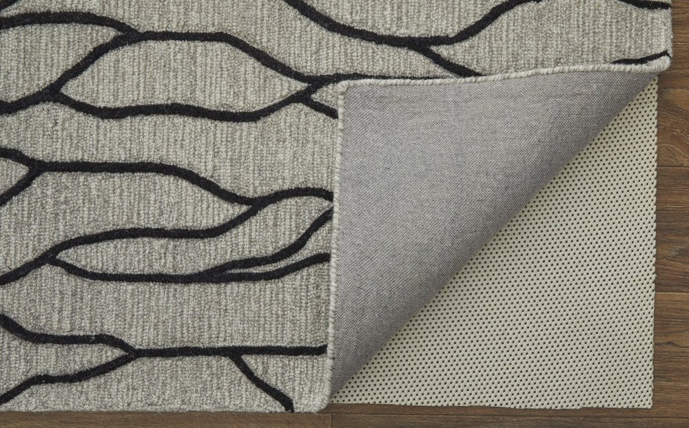 10' X 13' Gray And Black Wool Abstract Hand Tufted Area Rug