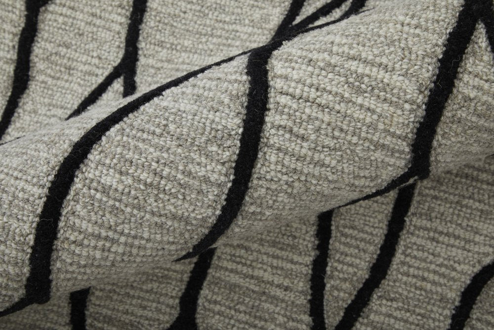 10' X 13' Gray And Black Wool Abstract Hand Tufted Area Rug
