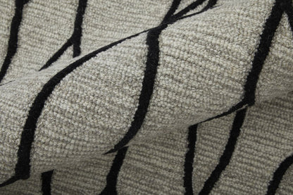 10' X 13' Gray And Black Wool Abstract Hand Tufted Area Rug