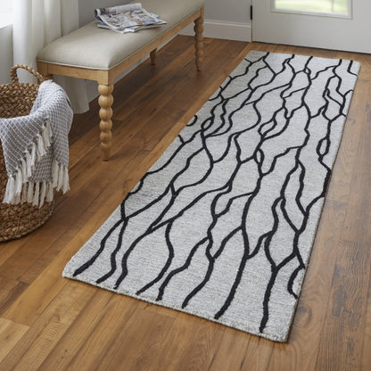 4' X 6' Gray And Black Wool Abstract Hand Tufted Area Rug