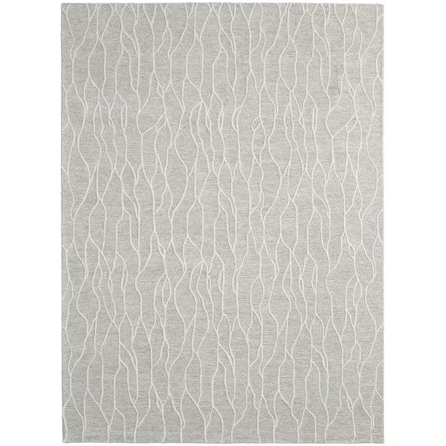 5' X 8' Taupe Black And Gray Wool Abstract Tufted Handmade Stain Resistant Area Rug