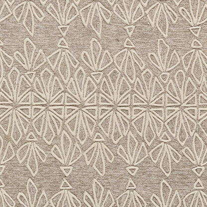 8' Ivory and Tan Geometric Hand Tufted Runner Rug