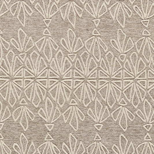 8' Ivory and Tan Geometric Hand Tufted Runner Rug