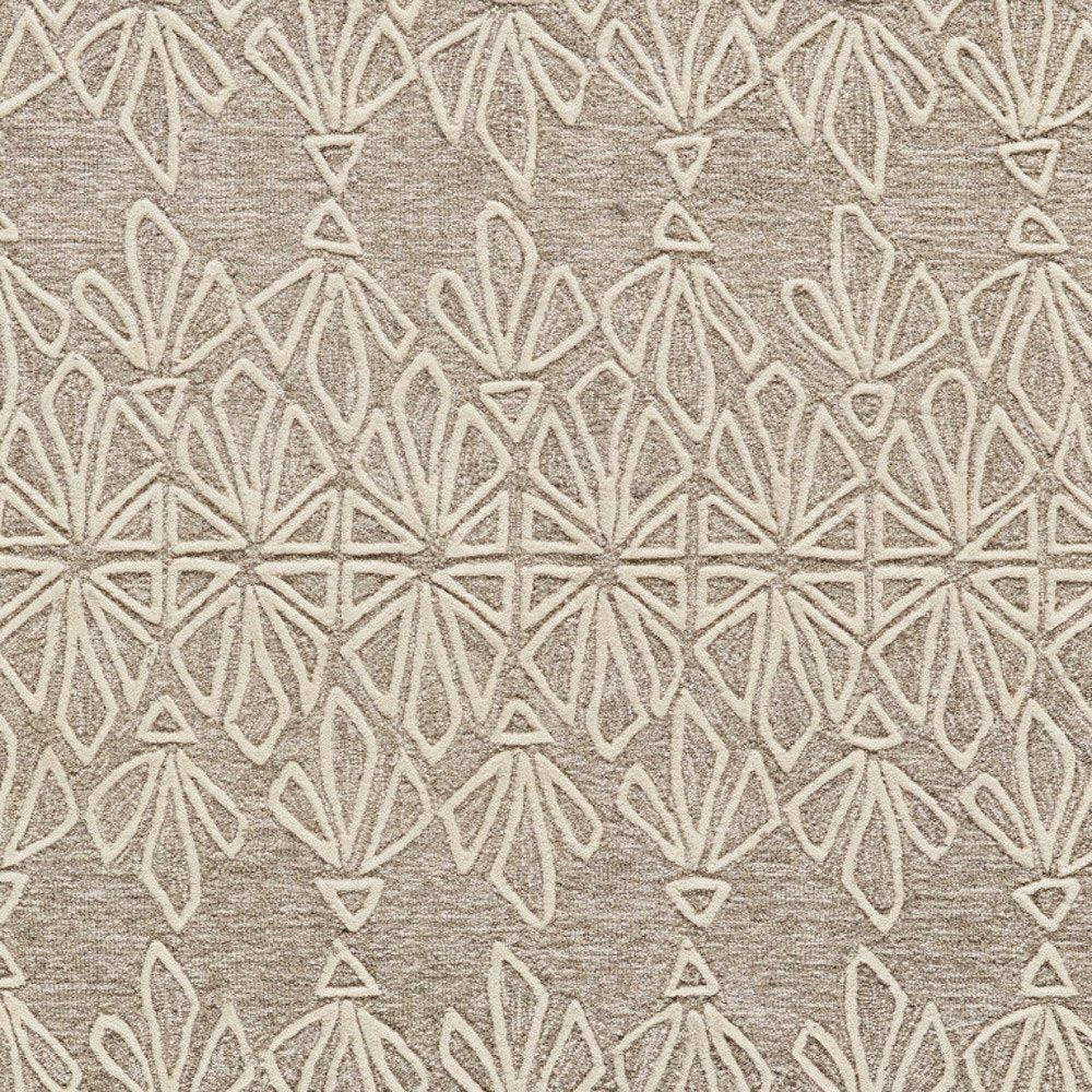 4' X 6' Tan And Ivory Wool Geometric Tufted Handmade Stain Resistant Area Rug