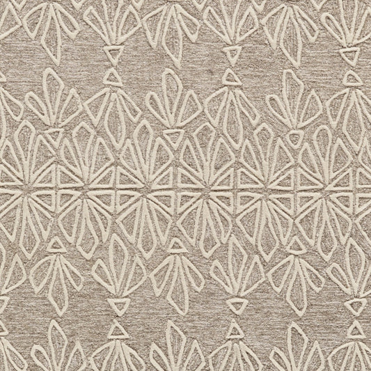 4' X 6' Tan And Ivory Wool Geometric Tufted Handmade Stain Resistant Area Rug