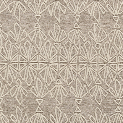 4' X 6' Tan And Ivory Wool Geometric Tufted Handmade Stain Resistant Area Rug