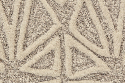 4' X 6' Tan And Ivory Wool Geometric Tufted Handmade Stain Resistant Area Rug