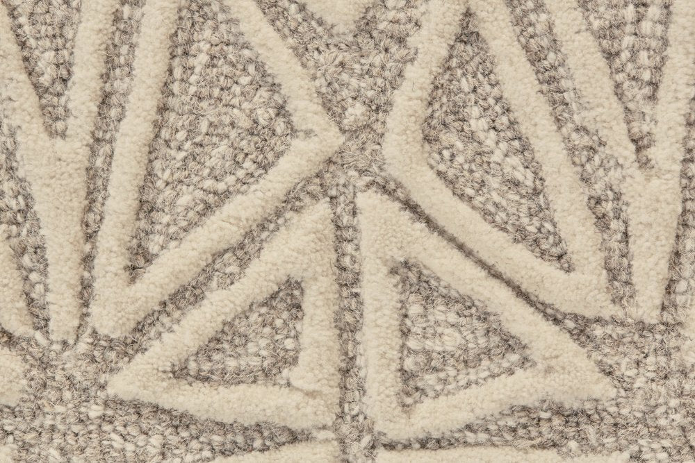 2' X 3' Tan And Ivory Wool Geometric Tufted Handmade Stain Resistant Area Rug