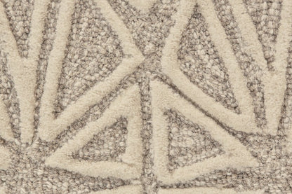 2' X 3' Tan And Ivory Wool Geometric Tufted Handmade Stain Resistant Area Rug
