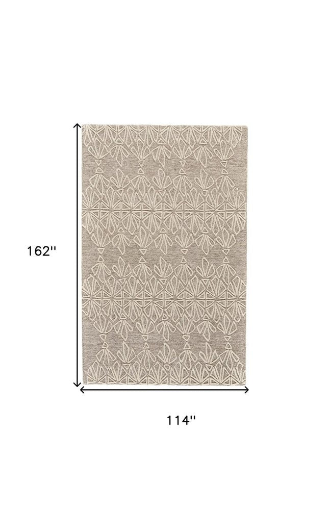 2' X 3' Tan And Ivory Wool Geometric Tufted Handmade Stain Resistant Area Rug