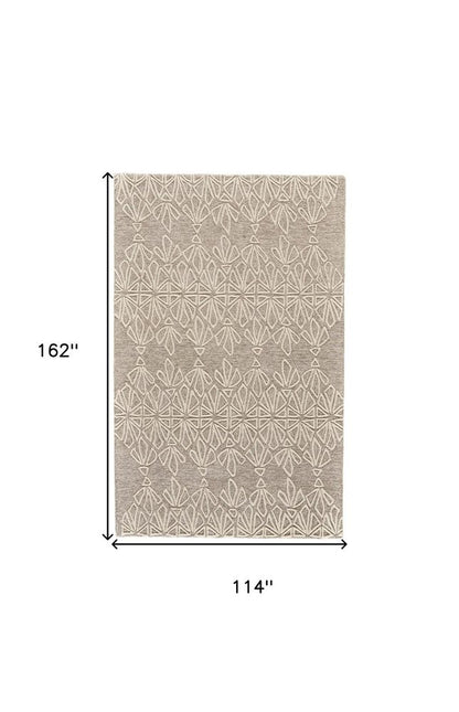 2' X 3' Tan And Ivory Wool Geometric Tufted Handmade Stain Resistant Area Rug