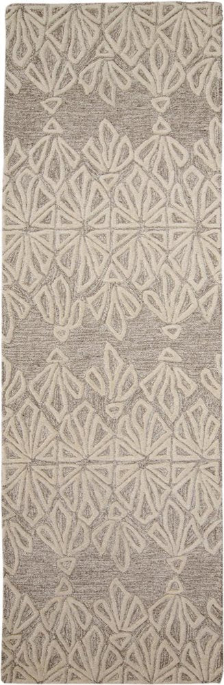 2' X 3' Tan And Ivory Wool Geometric Tufted Handmade Stain Resistant Area Rug