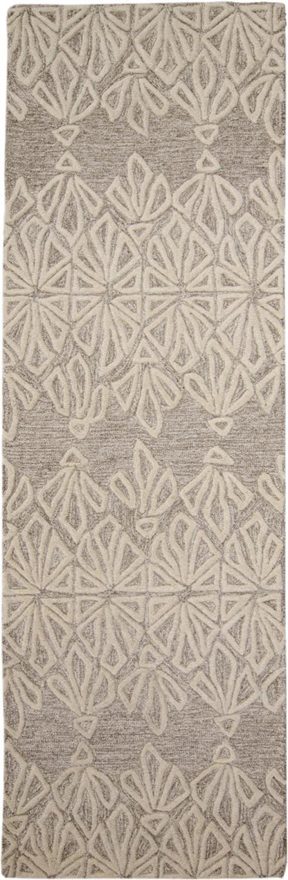 4' X 6' Tan And Ivory Wool Geometric Tufted Handmade Stain Resistant Area Rug