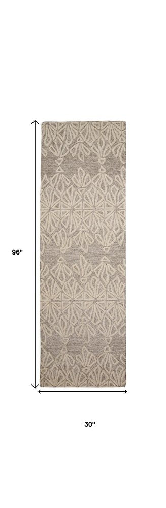 2' X 3' Tan And Ivory Wool Geometric Tufted Handmade Stain Resistant Area Rug
