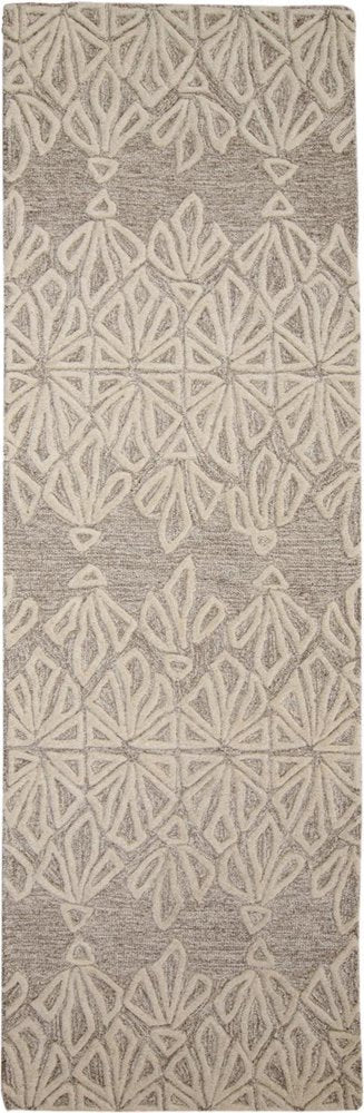 2' X 3' Tan And Ivory Wool Geometric Tufted Handmade Stain Resistant Area Rug