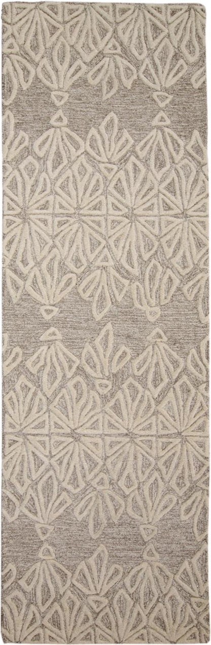 4' X 6' Tan And Ivory Wool Geometric Tufted Handmade Stain Resistant Area Rug