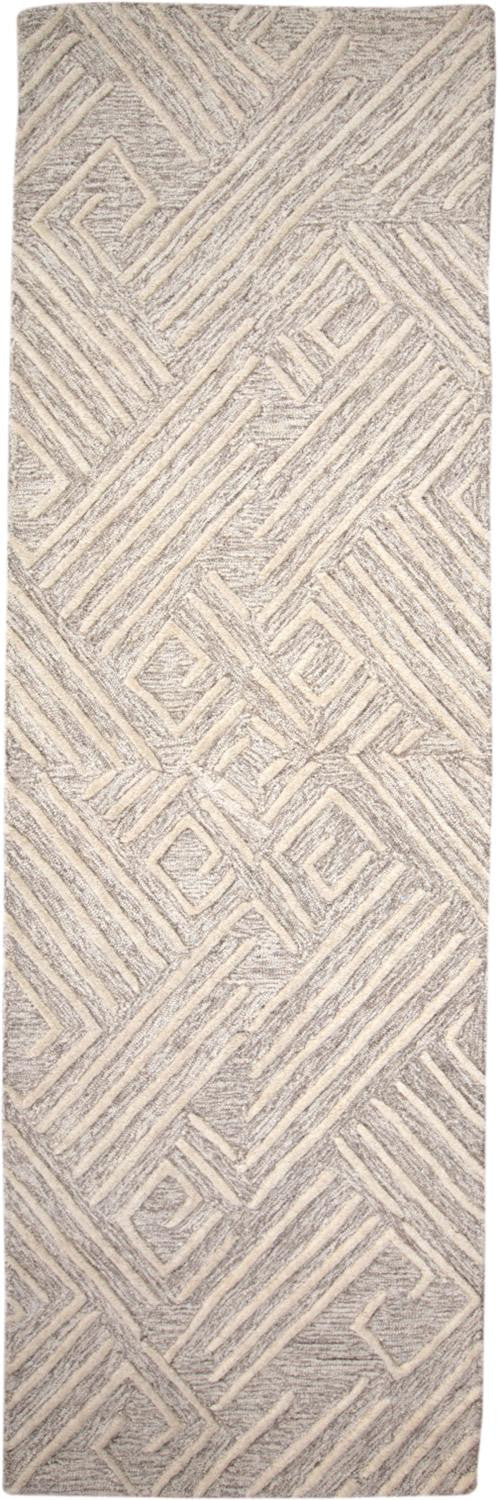 10' X 13' Tan And Ivory Wool Geometric Tufted Handmade Stain Resistant Area Rug