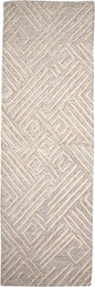 5' X 8' Tan And Ivory Wool Geometric Tufted Handmade Stain Resistant Area Rug