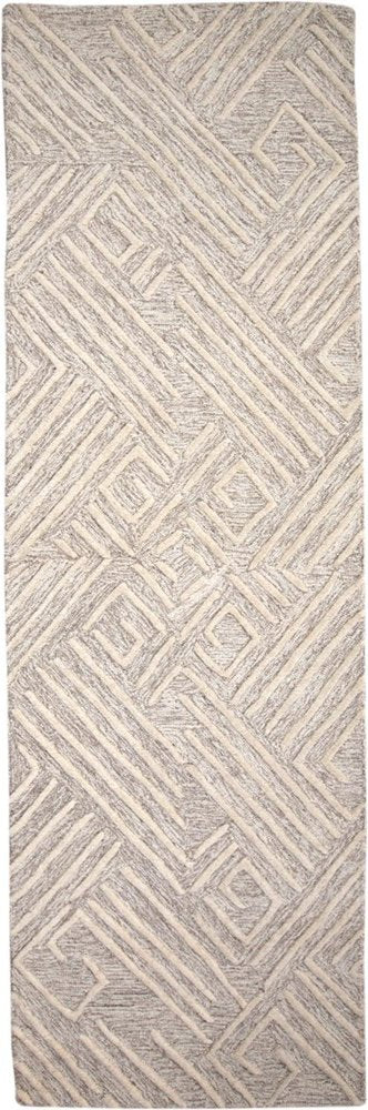 5' X 8' Tan And Ivory Wool Geometric Tufted Handmade Stain Resistant Area Rug