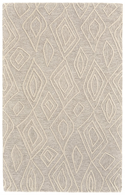 5' X 8' Tan And Ivory Wool Geometric Tufted Handmade Stain Resistant Area Rug