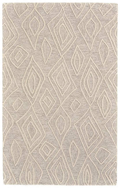 8' X 11' Tan And Ivory Wool Geometric Tufted Handmade Stain Resistant Area Rug