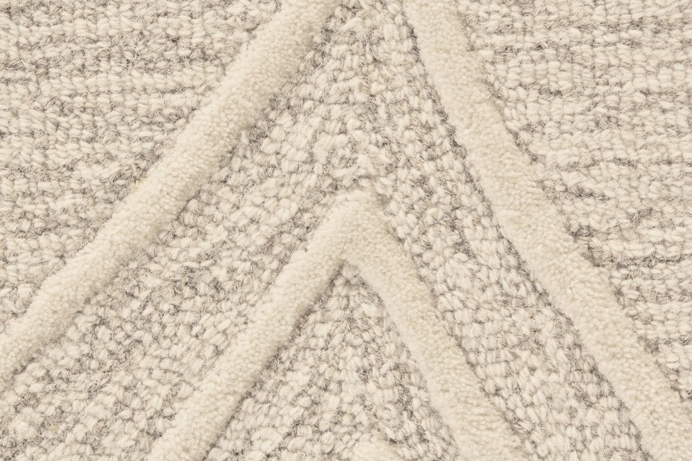4' X 6' Tan And Ivory Wool Geometric Tufted Handmade Stain Resistant Area Rug