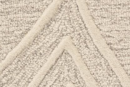 4' X 6' Tan And Ivory Wool Geometric Tufted Handmade Stain Resistant Area Rug