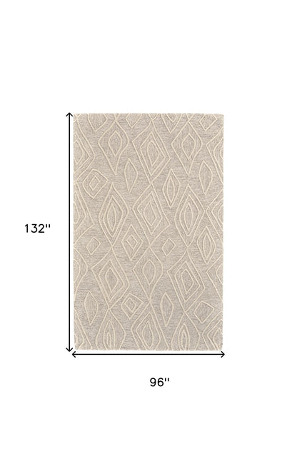 5' X 8' Tan And Ivory Wool Geometric Tufted Handmade Stain Resistant Area Rug