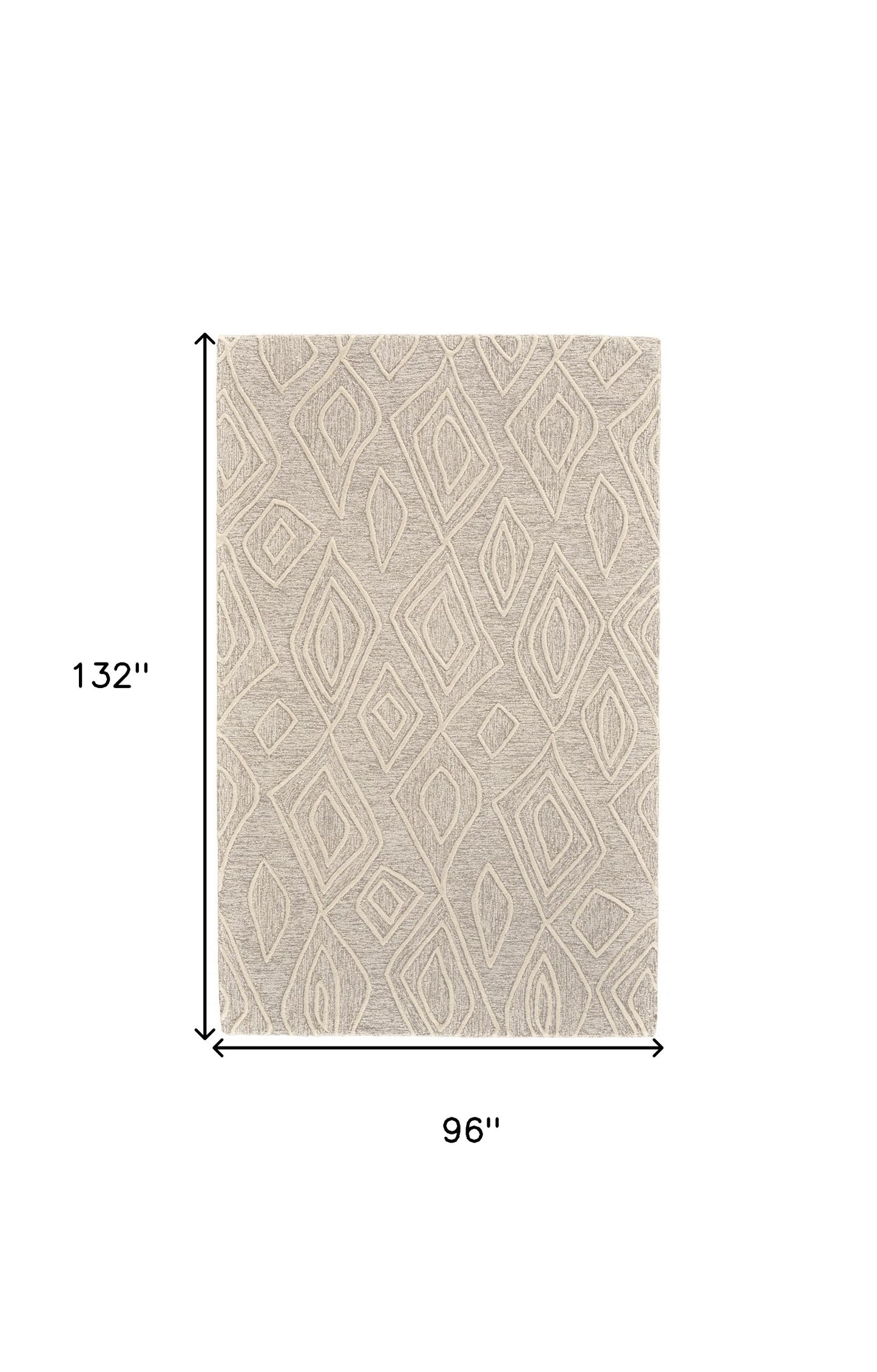 5' X 8' Tan And Ivory Wool Geometric Tufted Handmade Stain Resistant Area Rug