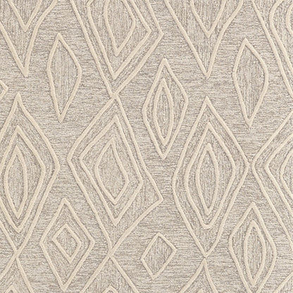 4' X 6' Tan And Ivory Wool Geometric Tufted Handmade Stain Resistant Area Rug