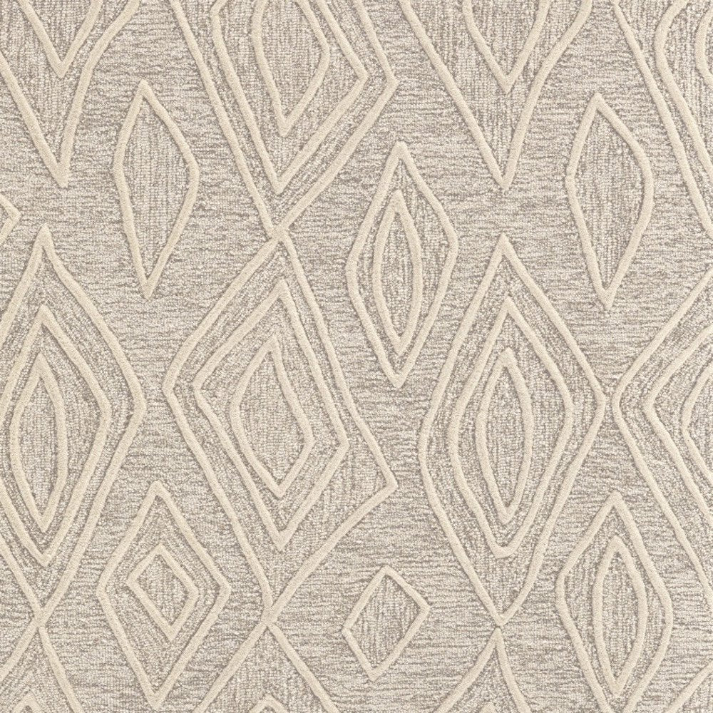 8' X 11' Tan And Ivory Wool Geometric Tufted Handmade Stain Resistant Area Rug