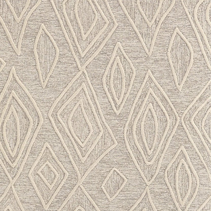 4' X 6' Tan And Ivory Wool Geometric Tufted Handmade Stain Resistant Area Rug