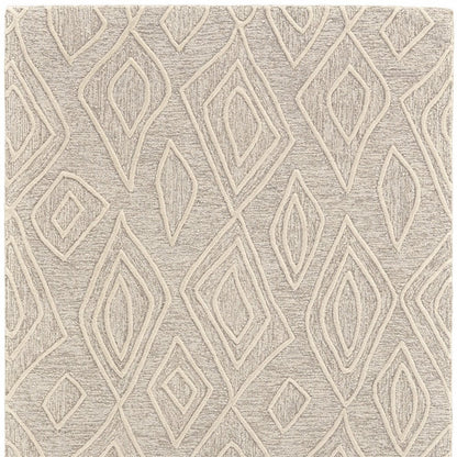 8' X 11' Tan And Ivory Wool Geometric Tufted Handmade Stain Resistant Area Rug