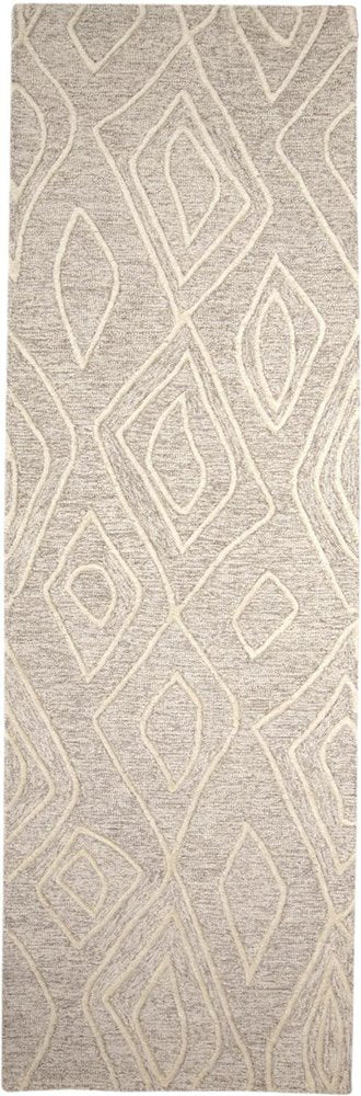 8' X 11' Tan And Ivory Wool Geometric Tufted Handmade Stain Resistant Area Rug