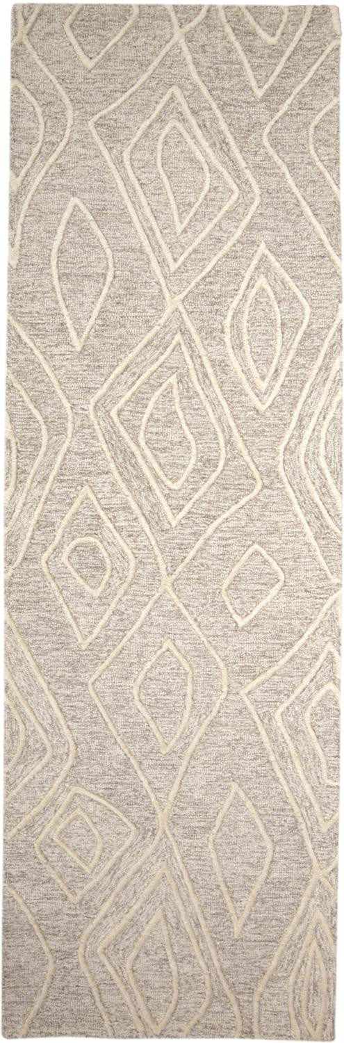 5' X 8' Tan And Ivory Wool Geometric Tufted Handmade Stain Resistant Area Rug