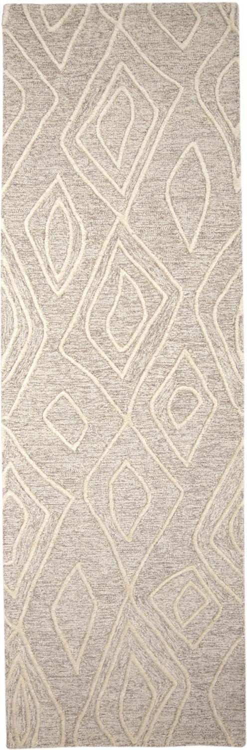 5' X 8' Tan And Ivory Wool Geometric Tufted Handmade Stain Resistant Area Rug